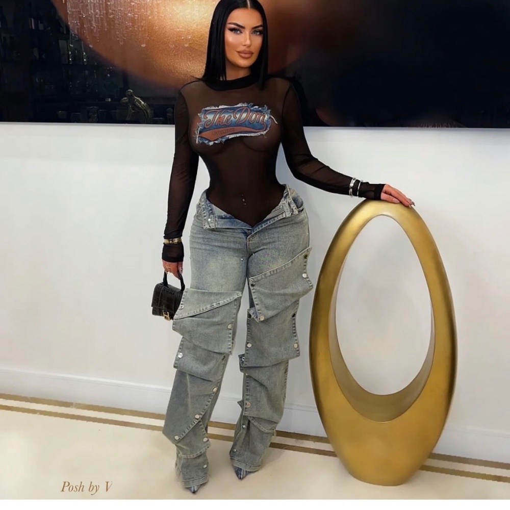 Mesh top & jean set